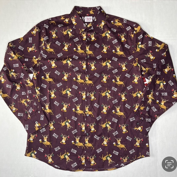 North Pole Trading Co.  Button Up Christmas  Polo Size Large. Brew dolph - Picture 5 of 8